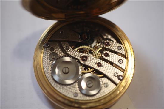 A 1940s 18ct gold hunter keyless lever pocket watch,